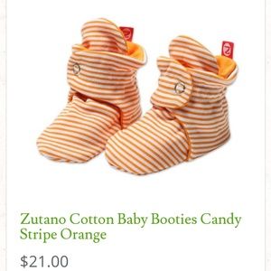 Zutano Baby Booties 6 Months Candy Stripe Orange